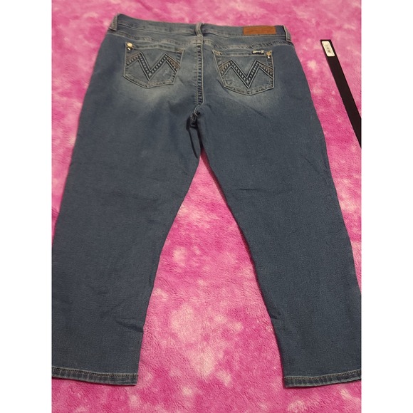 Seven7 Jeans Womens Size 10 34x23 Mid Rise Girlfriend Cropped Blue Stretch - Picture 12 of 13